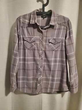 (4/$20) G:21 Beige Women's Plaid Button-Up Shirt